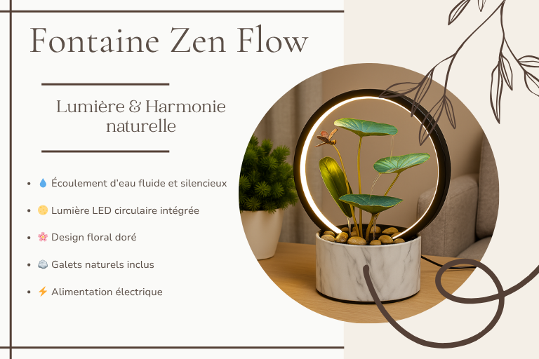 Fontaine Zen Flow – Lumière & Harmonie naturelle
